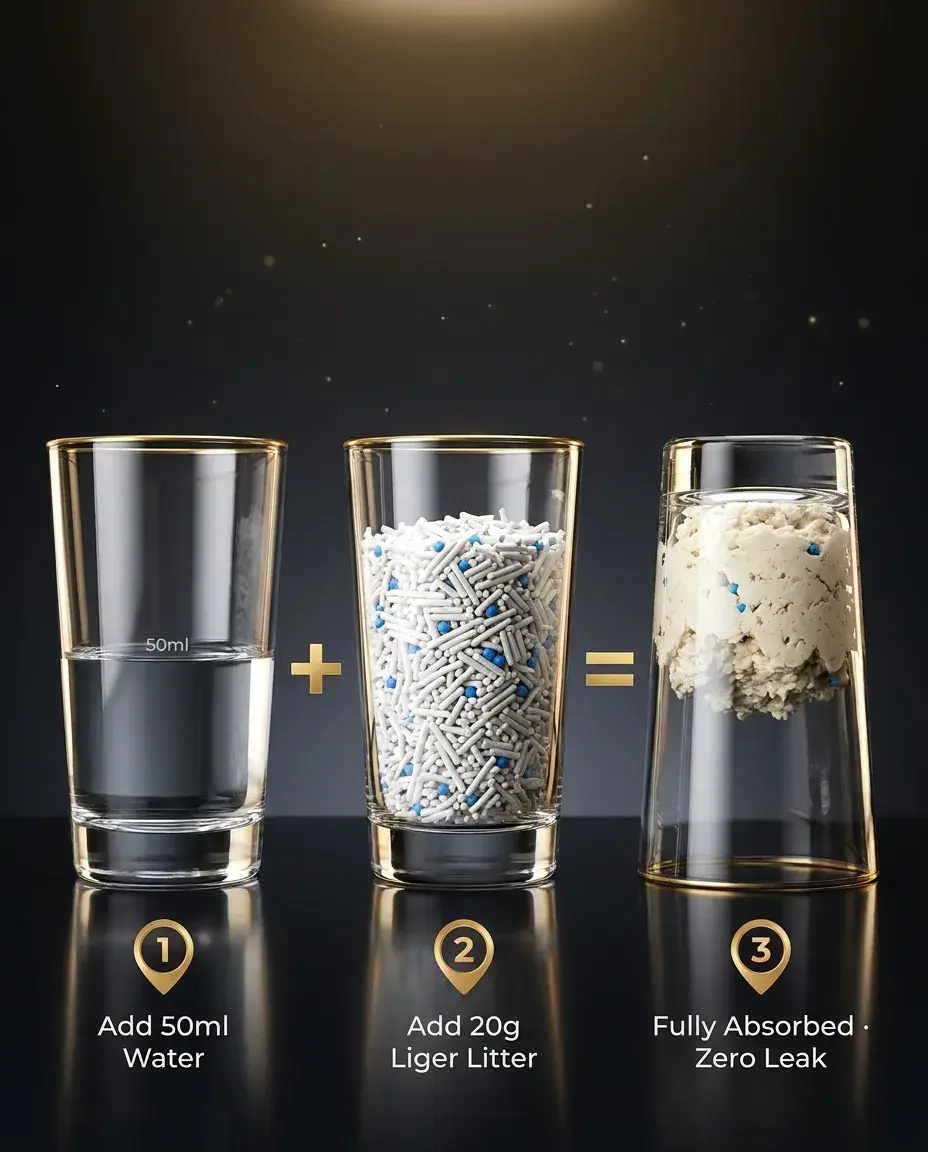 50ml Water. 20g Litter.